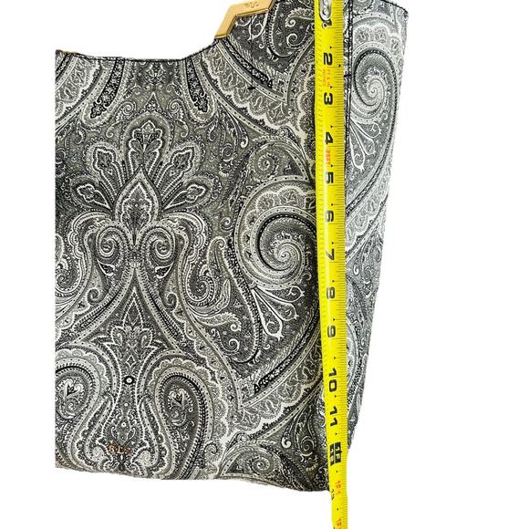 Lauren Ralph Lauren Acadia Paisley Tote White Black Faux Leather Easy to Clean - Picture 9 of 13